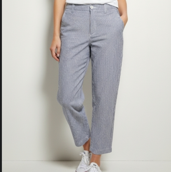 GAP Pants - Gap Womens Cotton Seersucker Pant Cottagecore Coastal Pockets Blue White 16 XL